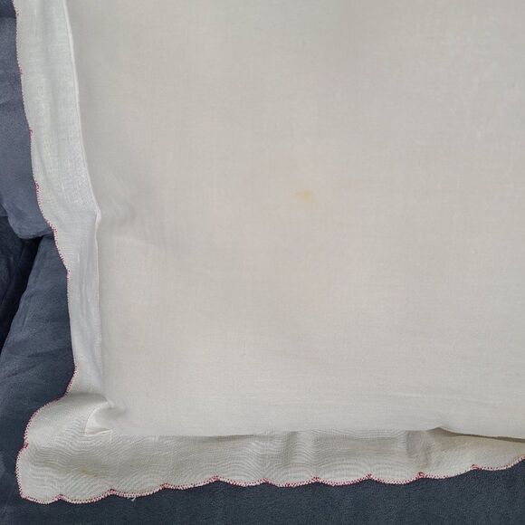 Christmas Poinsettia Embroidered Throw Pillow Gold Cord Scalloped Ruffle Vintage - Picture 13 of 16